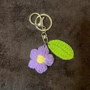 Puffy Purple Flower Keychain